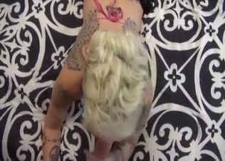 Tattooed blonde hardly fucked by realative