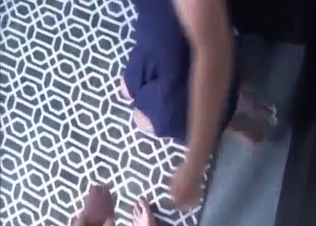 Smiling brunette gives a very passionate head